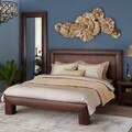 Pat 160x200 cu somiera, Luvru, L.208 l.190 H.120, pal/mdf/furnir de fag, maro