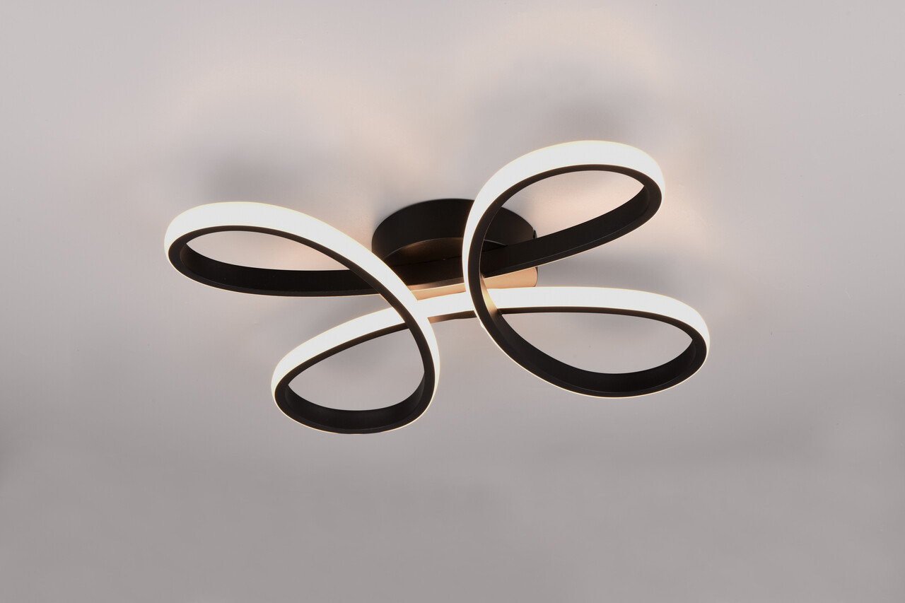 Plafoniera Fly, TRIO, 40x40x7.5 cm, 22W, 1x SMD, metal, negru mat