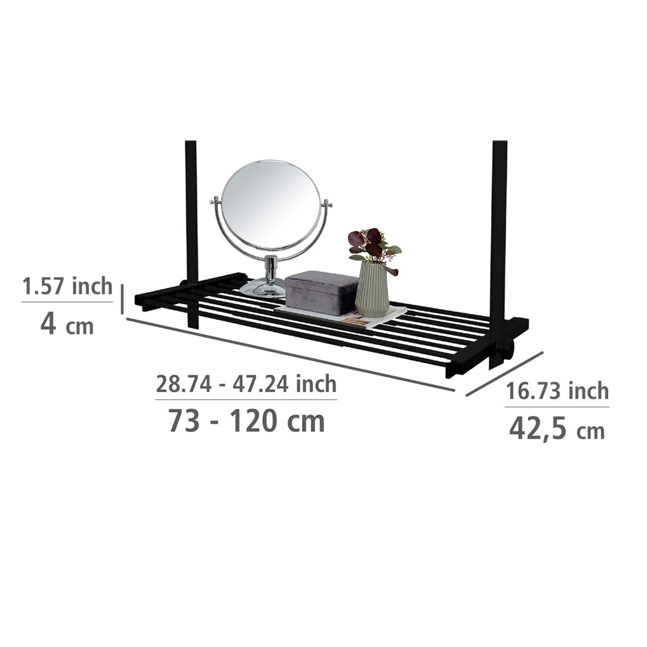 Raft extensibil pentru suport Wenko, Herkules, 73-120 cm, inox/plastic, negru - 1 | YEO