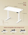 Birou electric cu inaltime reglabila, Vasagle, 100x60x72-120 cm, functie de memorare a 4 inaltimi, alb cloud