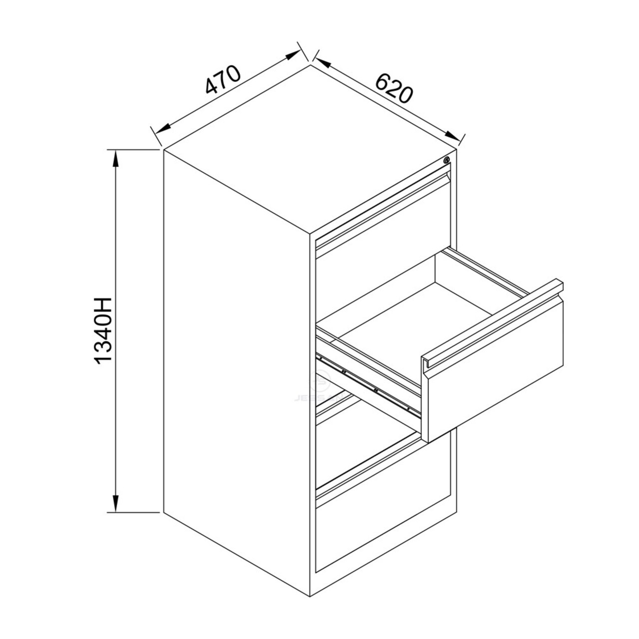 Dulap de dosare, Shelvoria, Js1022S, 47x133x62 cm, Otel, Negru