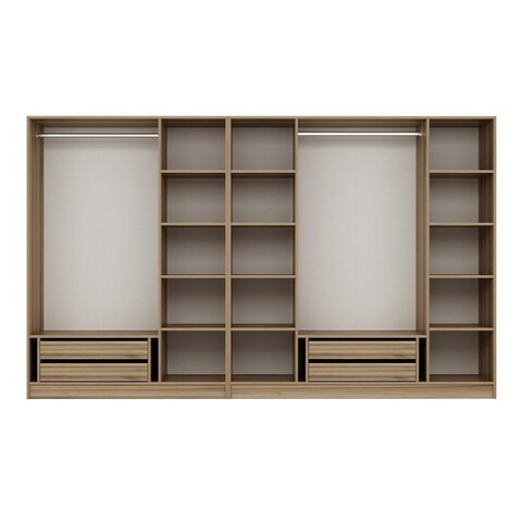 Dulap pentru haine, Minerva, Kale Plus, 315x210x52 cm, PAL, Fume / Stejar