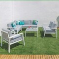 Canapea pentru gradina 2 locuri Thais, 132.2 x 74.8 x 73.3 cm, aluminiu/poliester, alb