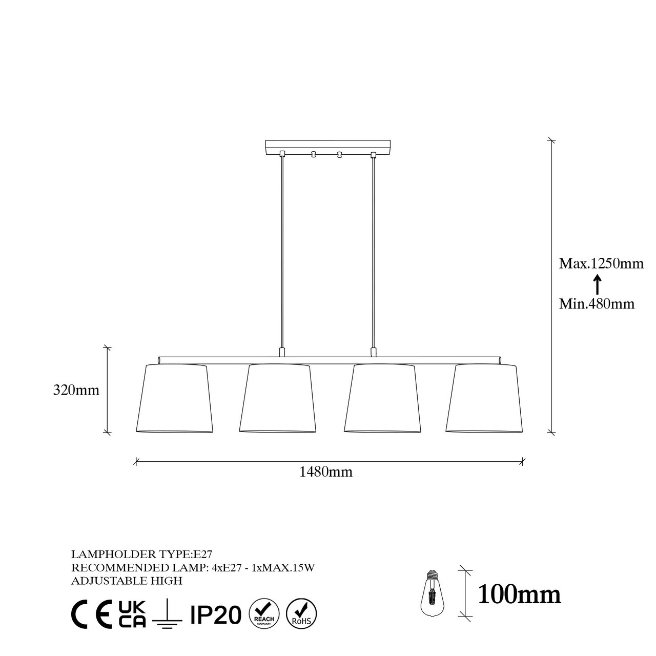 Lustra, Fulgor, 942FLG1150, Metal, Negru/Bej