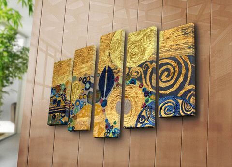 Set 5 tablouri decorative, 5PATK-234, Canvas, 19 x 70 cm, Multicolor