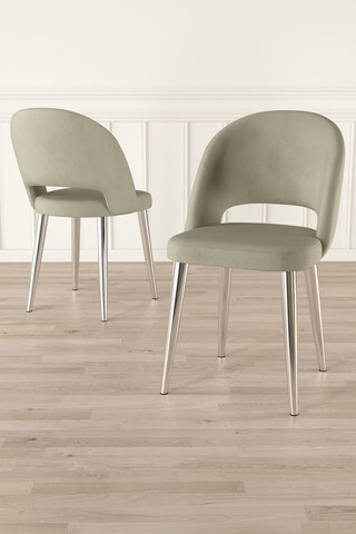 Set scaune 4 piese, Charlotte, Pane, Crem / Crom