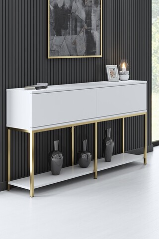 Consola, Bexley, Lord, 150x80x30 cm, PAL, Alb/Auriu