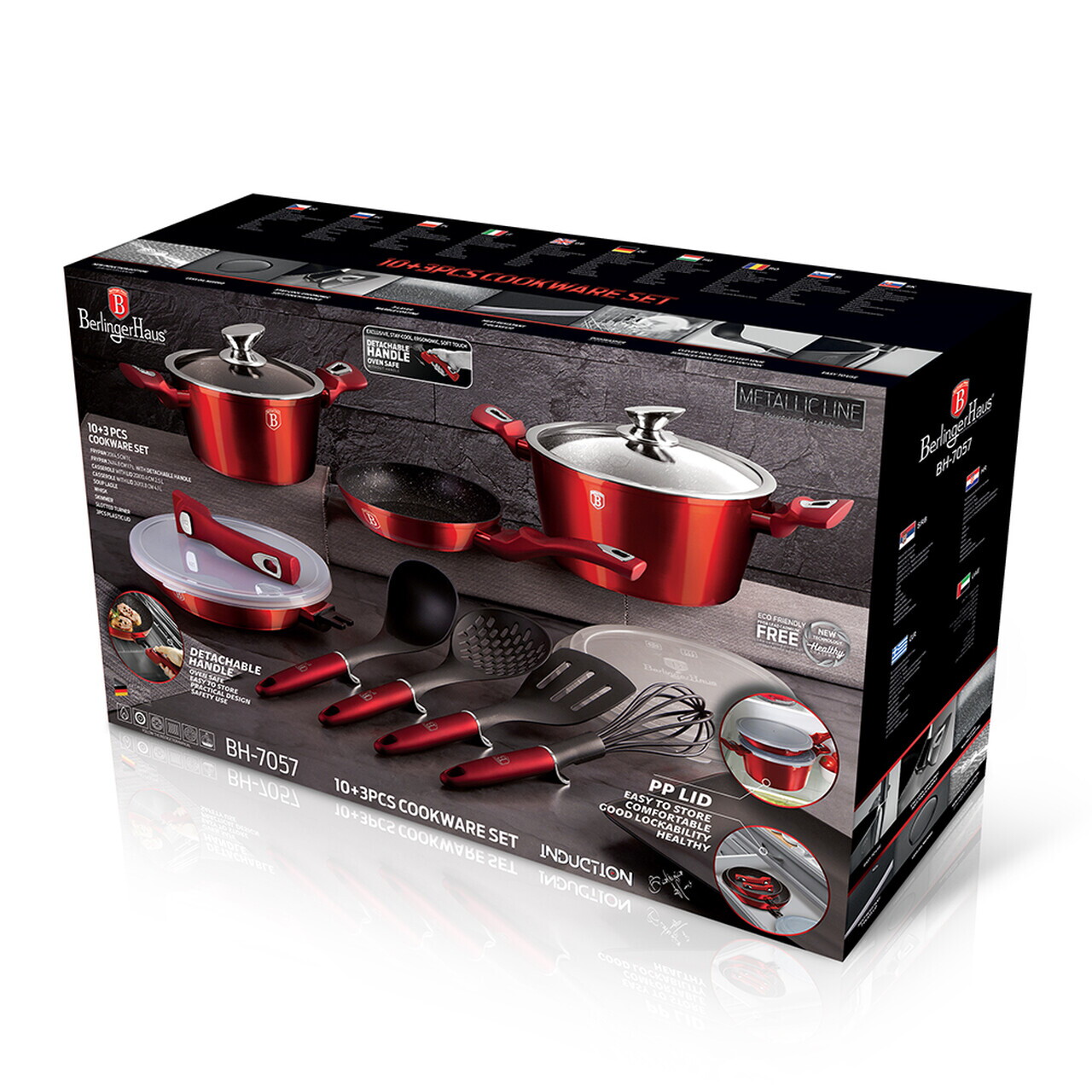 Set pentru gatit Berlinger Haus, Burgundy, 13 piese, aluminiu forjat, rosu - imagine 20
