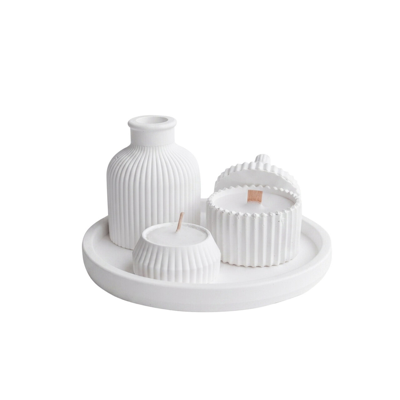 Set de lumanari, Ers1271 HC, BETON, Alb — imaginea 3