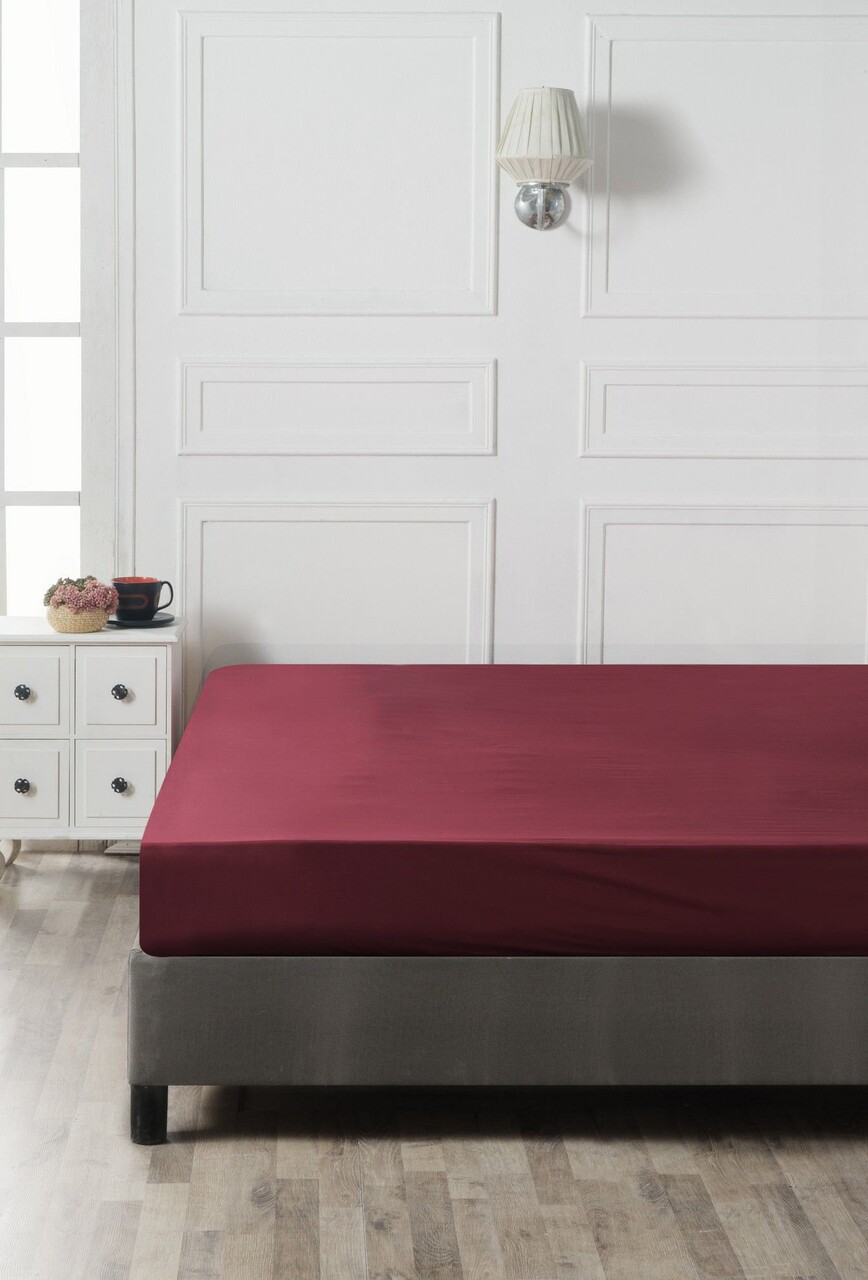Cearceaf de pat cu elastic Ranforce Queen XL (DE), L'essentiel Maison, Maroon, Maro - imagine 3