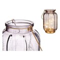 Felinar cu 20 LED-uri, Gift Decor, cu baterii, 13.5 x 13.5 x 22 cm, sticla, gri