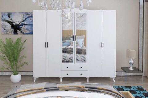 Dulap pentru haine, Glenevis, Lavinia 716, 210x188x50 cm, Alb Glenevis