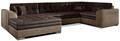 Coltar extensibil stanga 5 locuri ELTAP, Damario, 338x189x78 cm, lemn/poliester, maro inchis/maro deschis