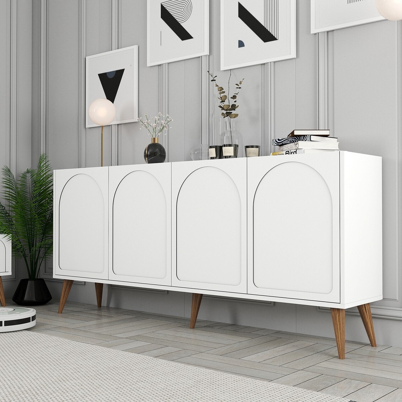 Consola, Hanah Home, Lyon 81, 180x81x35 cm, Alb/Maro - view 4