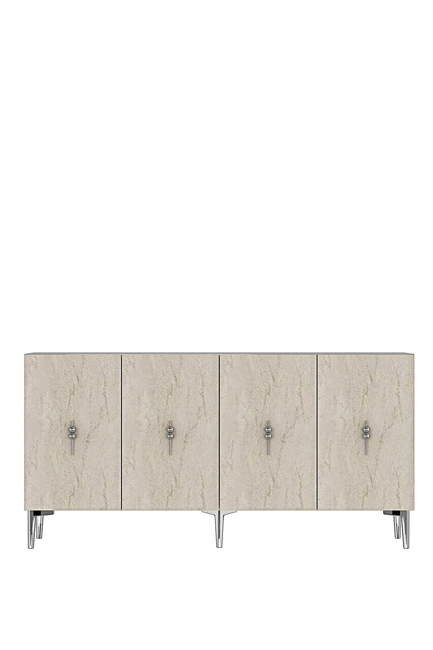 Consola, Hanah Home, Salkım 150, 125x75x32 cm, White / Travertine / Silver — imaginea 5