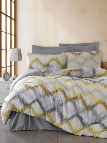 Lenjerie de pat pentru o persoana, Beat - Grey, Yellow, Acasă EnLora, 65% bumbac/35% poliester