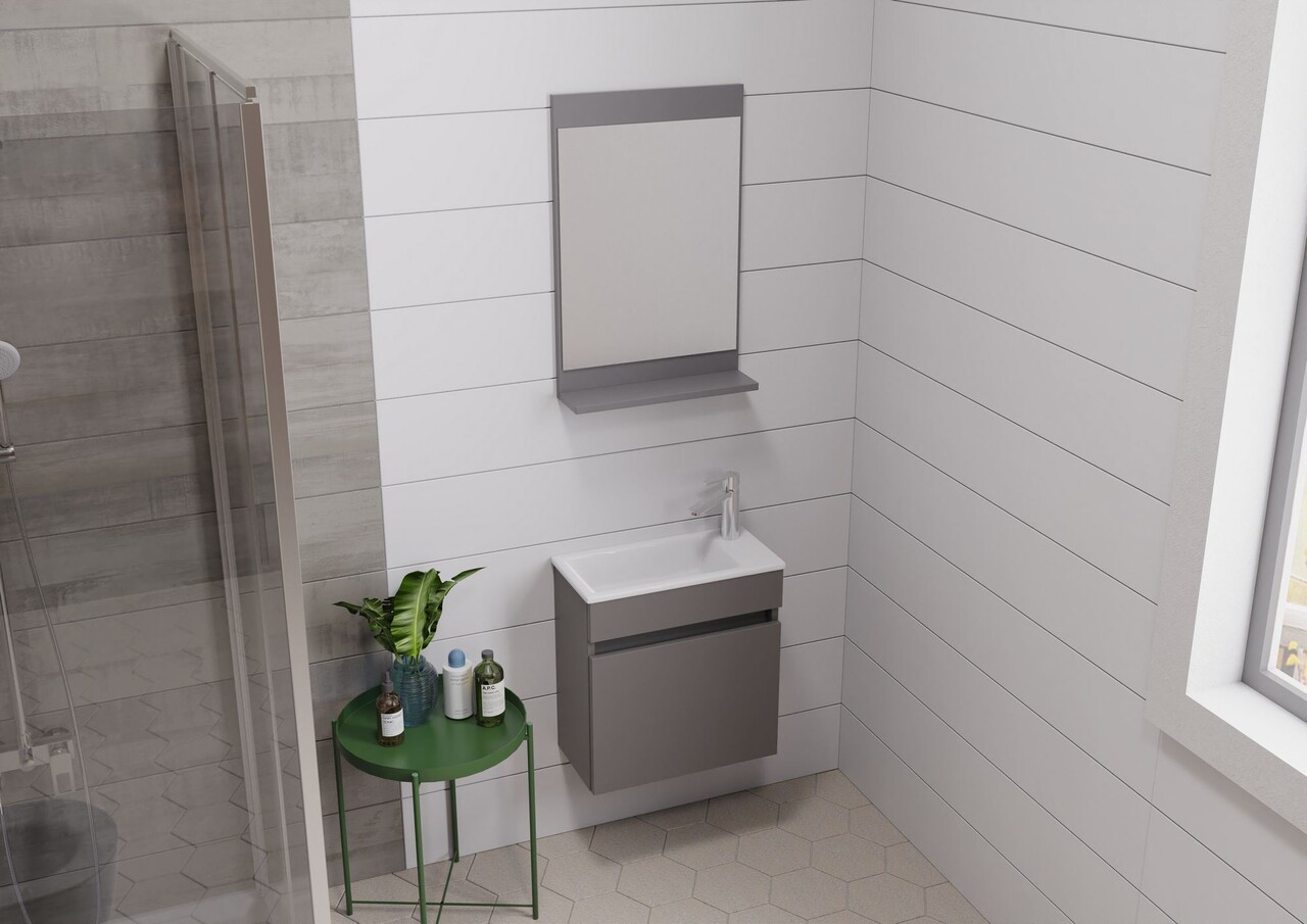 Set mobilier de baie (2 piese), Hanah Home, Passero 50, Gri Mat - view 3