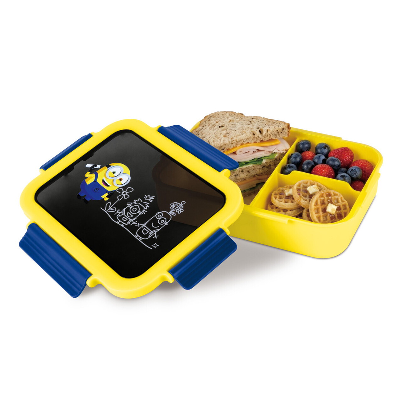 Cutie pranz pentru copii Berlinger, Minions Collection, 24x18 cm, 1.32L, plastic/silicon, galben/albastru - view 2