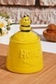 Borcan cu capac si lingura pentru miere, Kosova, Yellow Black, ceramica, 14 cm