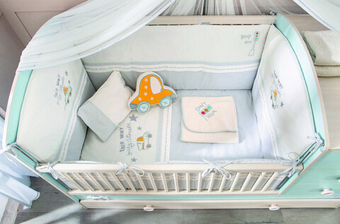 Set de dormit pentru bebelusi cu protectie laterala, Baby Boy (75×115 Cm), Çilek, Bumbac Çilek