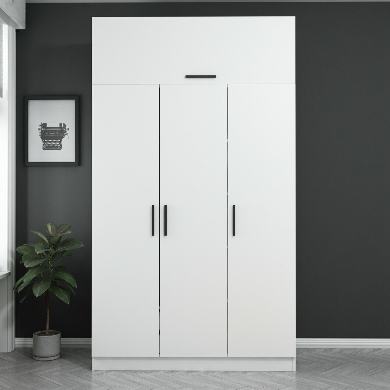 Dulap pentru haine, Minerva, Kale 235, 135x235x52 cm, PAL, Alb - 1 | YEO