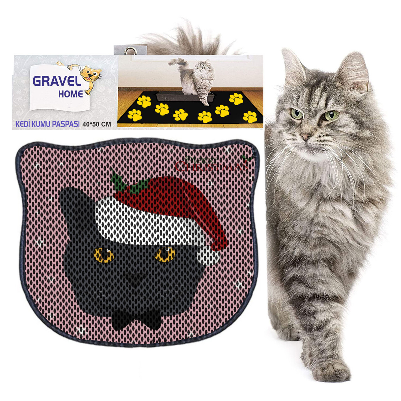 Covoras litiera pentru colectarea granulelor de nisip, Paws &amp; Whiskers, Kdkafa0147, 50% PVC/50% poliester, Multicolor - view 2