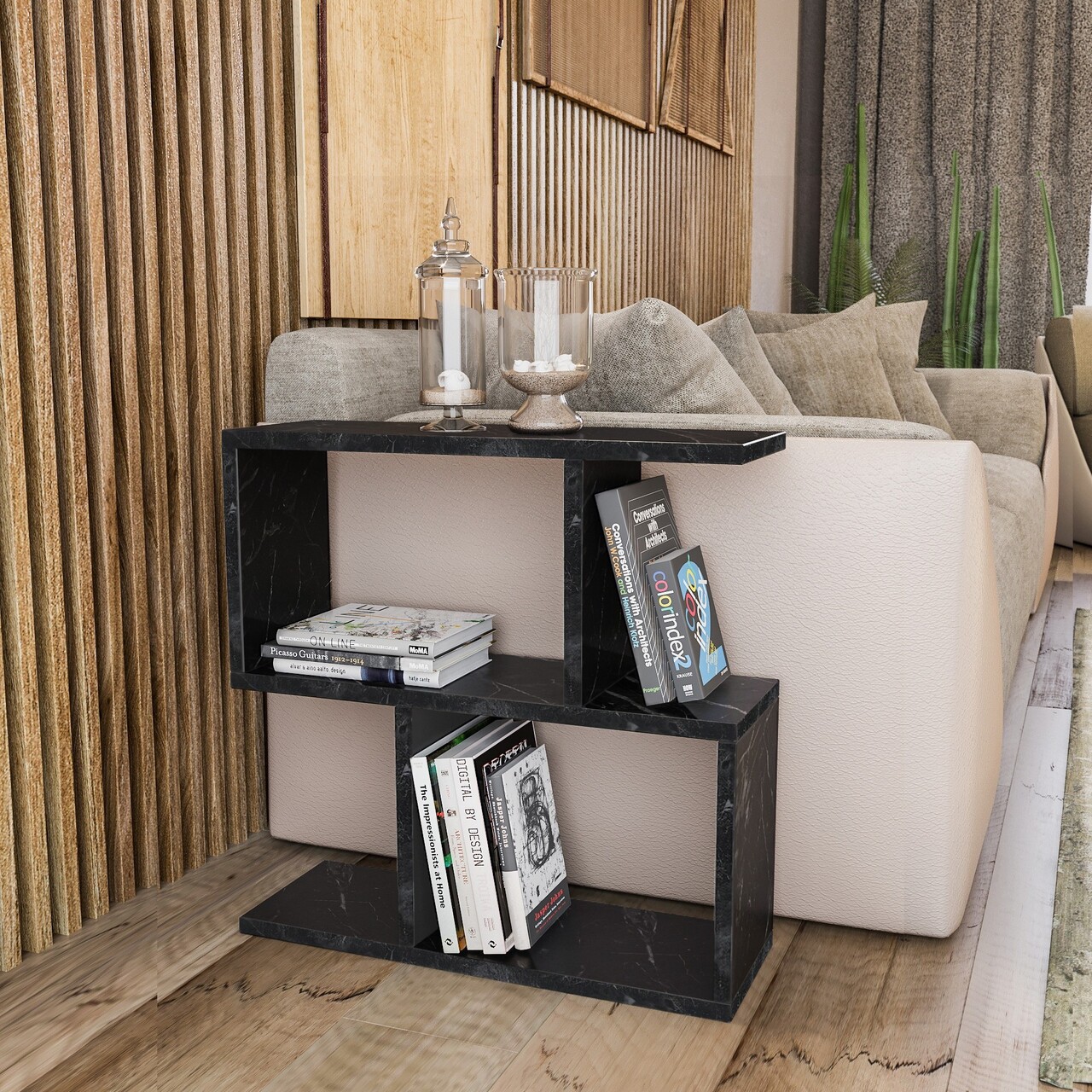 Masuta, Kalune Design, Life, 60x60x20 cm, PAL, Negru - 1 | YEO