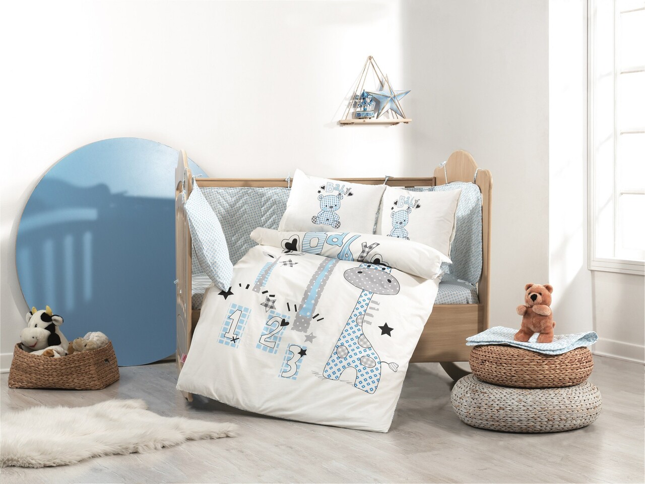 Lenjerie de pat pentru copii 4 piese, Buddy - Blue, Hobby, Bumbac Poplin
