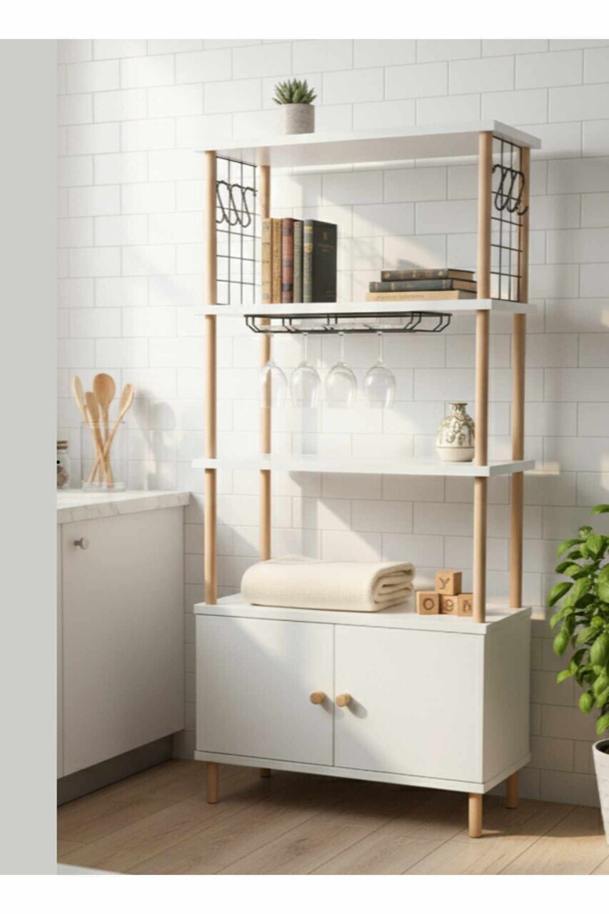 Dulap pentru bucatarie, Hanah Home, Pk09Pk, 60x140x30 cm, PAL, Alb — imaginea 4