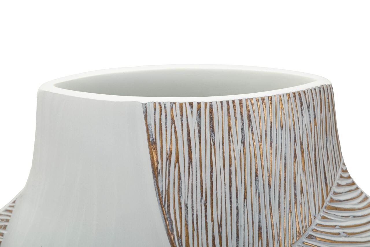Vaza decorativa, Mauro Ferretti, Ho Chi Minh, 35x13.5x37.5 cm, polirasina, alb decolorat - imagine 3