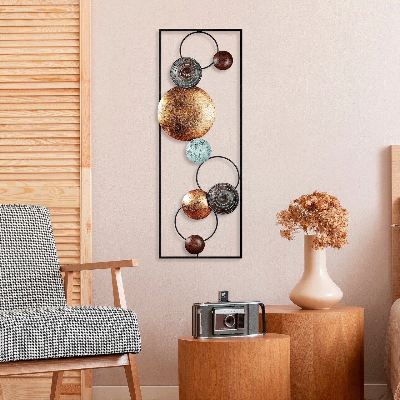 Decoratiune de perete, Textured, Metal, 90 x 32 x 4 cm, Multicolor - 2 | YEO