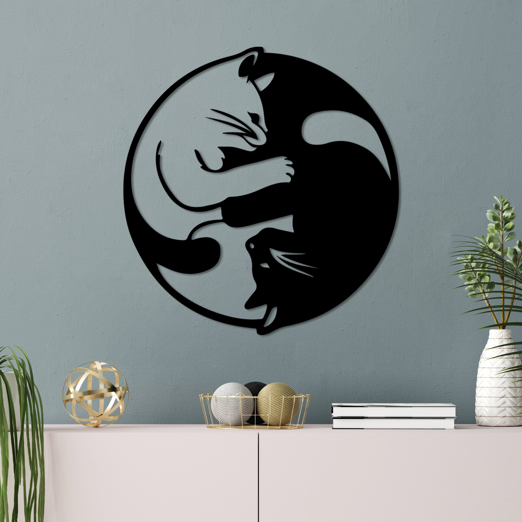 Decoratiune de perete, Cat 1, Dimensiuni: 54 x 56 cm, Negru