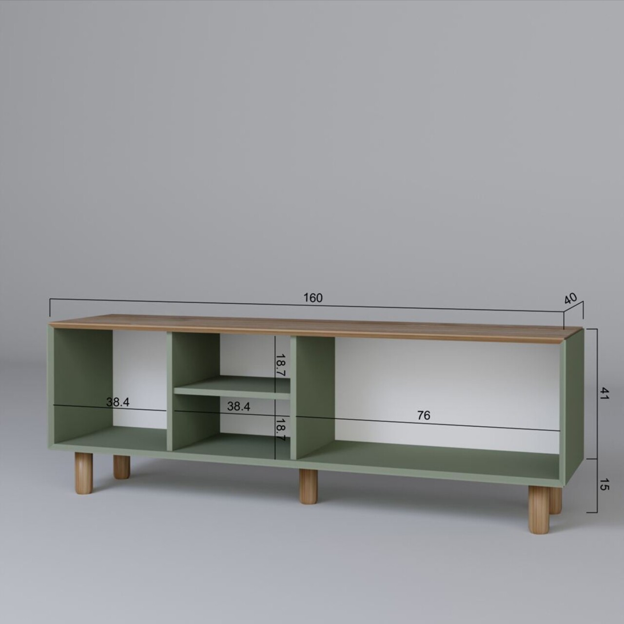 Comoda TV, Hanah Home, Bohemian 1600-142, 160x56x40 cm, Verde - imagine 7