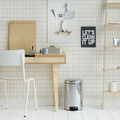 Cos de gunoi cu pedala, Brabantia, NewIcon Brilliant Metal Bucket, 12 L, 33.8x25.1x41.1 cm, otel, argintiu