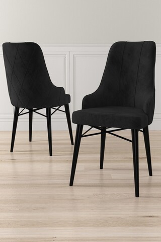 Set scaune 4 piese, Charlotte, Neta, Negru