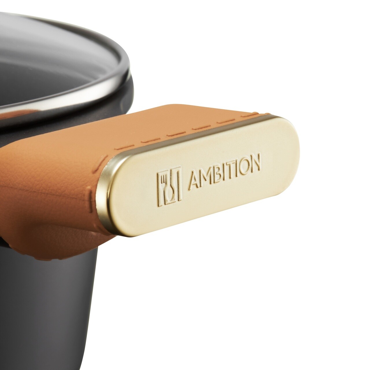 Oala cu capac Camel, Ambition, 20 cm, 2.4 L, aluminiu, negru/maro