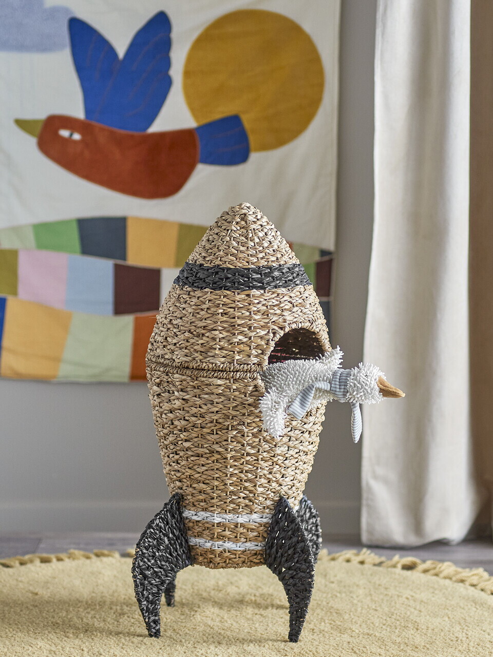 Cos cu capac, Bloomingville, Cosmina, 40x68.5 cm, iarba de mare impletita, natural - imagine 2