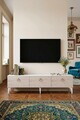 Comoda TV, Hanah Home, Demet, 180x53x30 cm, Alb / Travertin