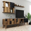 Comoda TV cu 2 rafturi, Hommy Craft, Madrid, pal melaminat, nuc/negru