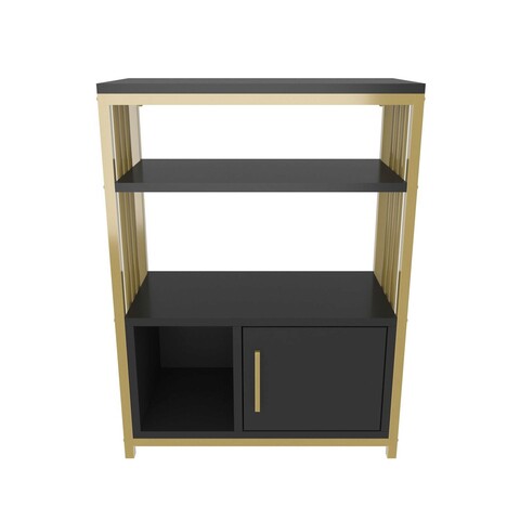 Corp biblioteca, zena home, letos, 60x80x29.6 cm, pal, antracit / aur