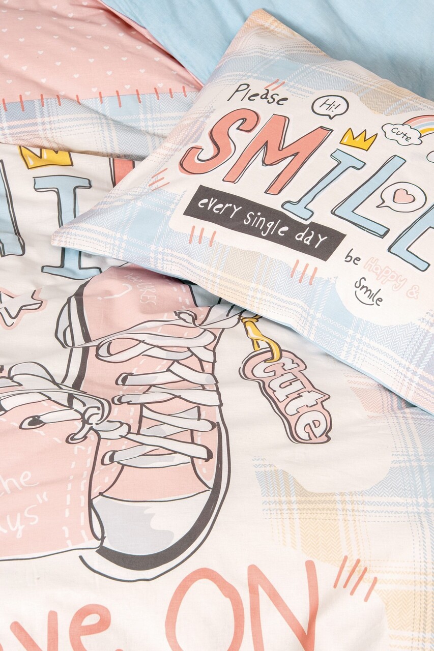 Lenjerie de pat pentru o persoana Young, Smile - Mint, Cotton Box, Bumbac Ranforce - 1 | YEO