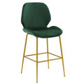 Scaun de bar Impel, Pakoworld, 46x51x99 cm, metal/catifea, auriu/verde inchis