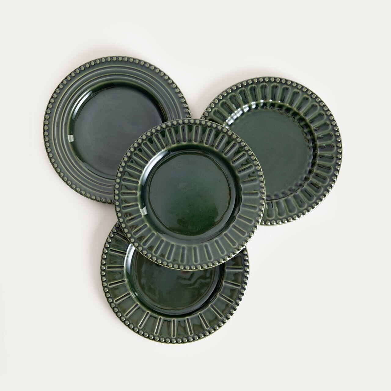 Set 4 farfurii pentru desert Kobbi, Homla, 21.5 cm, ceramica, verde — imaginea 2