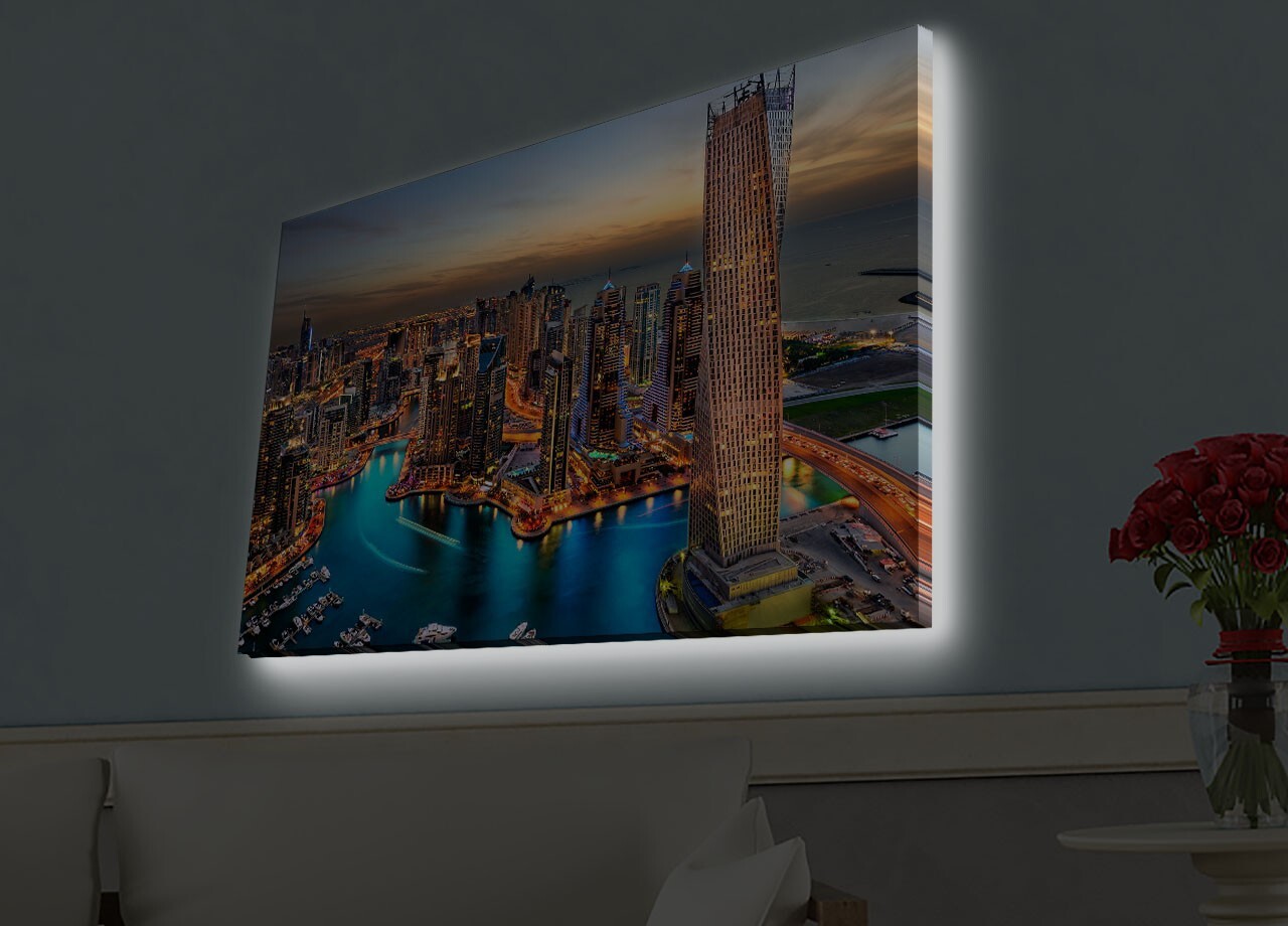 Tablou decorativ cu lumina LED 4570HDACT-082 Dimensiune: 45 x 70 cm Multicolor