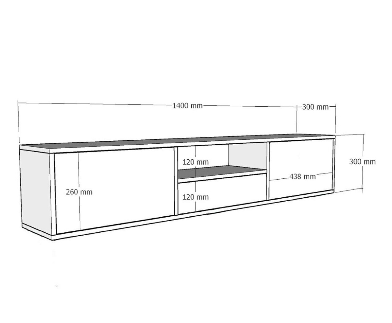 Comoda TV, Hanah Home, 1305-DROP-1, 140x30x30 cm, PAL , Alb/Auriu
