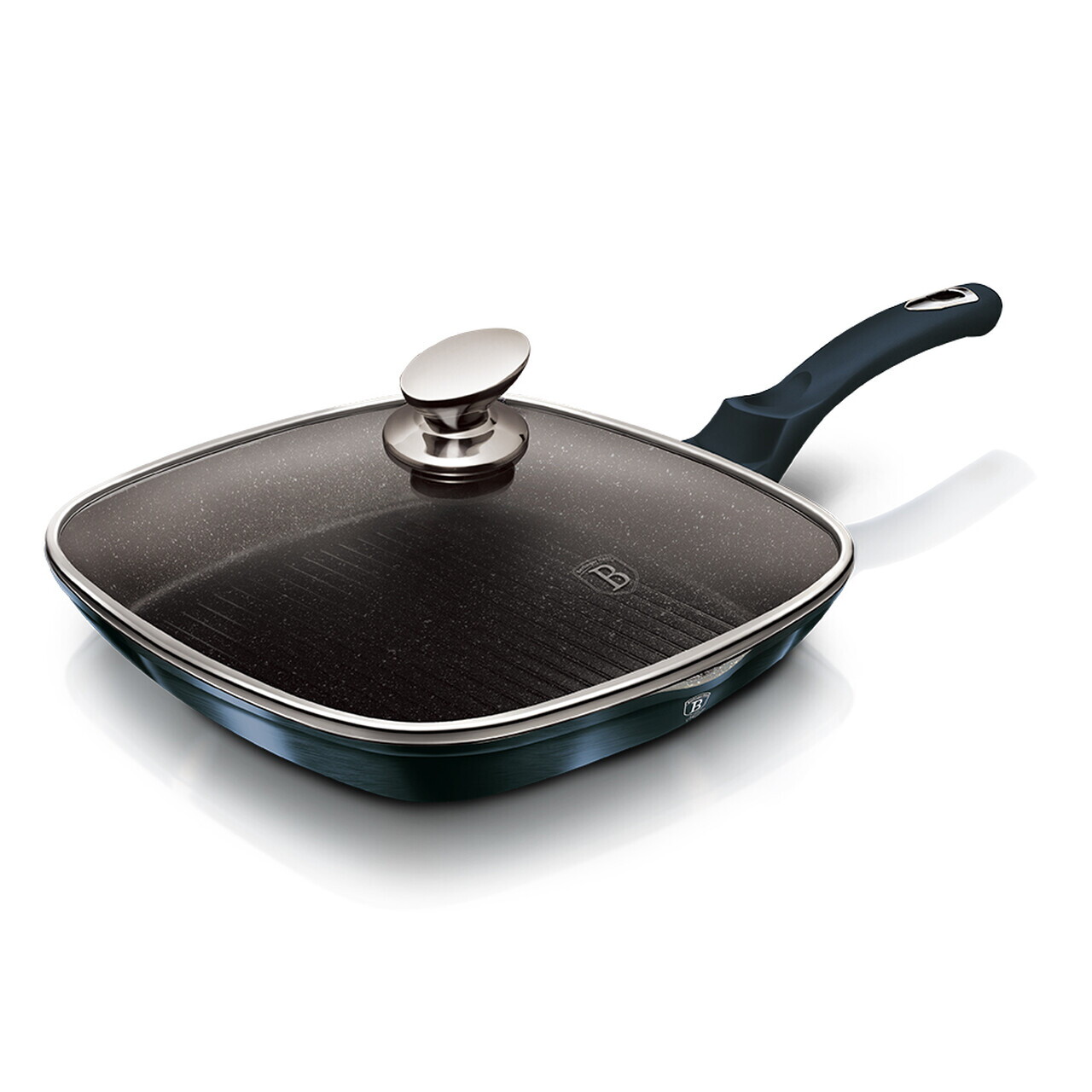 Tigaie grill cu capac Berlinger Haus, Aquamarine, 28 cm, 2.1 L, aluminiu forjat, blue - imagine 3