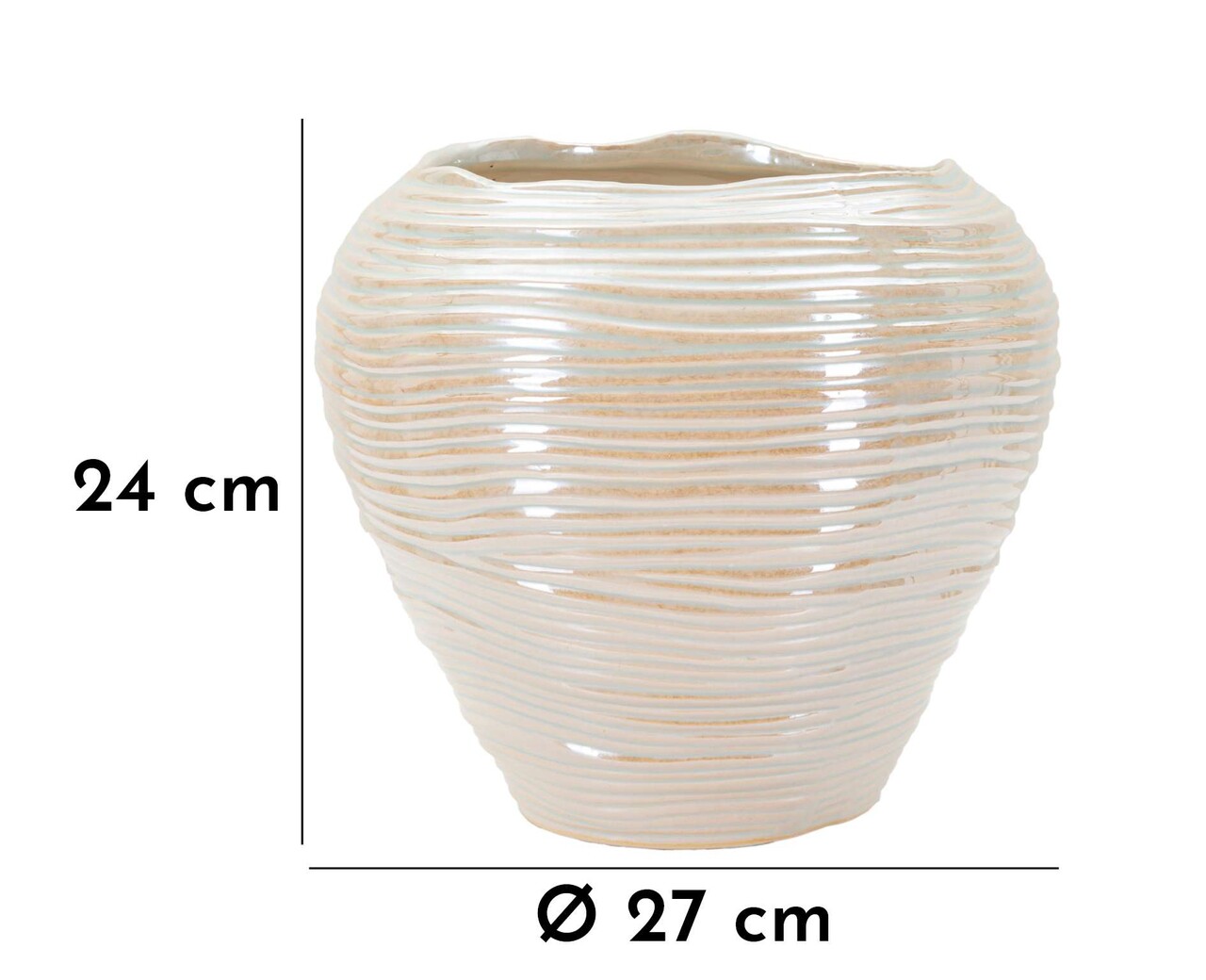 Vaza decorativa Perly Round, Mauro Ferretti, 27x24 cm, ceramica, perla - 1 | YEO
