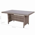 Masa pentru gradina Patsy, 160 x 100 x 75 cm, ratan sintetic/sticla, gri