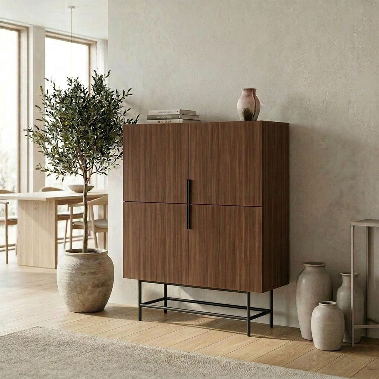 Bufet, Hanah Home, Eldia, 100x128x40 cm, PAL, Nuc Milano / Negru