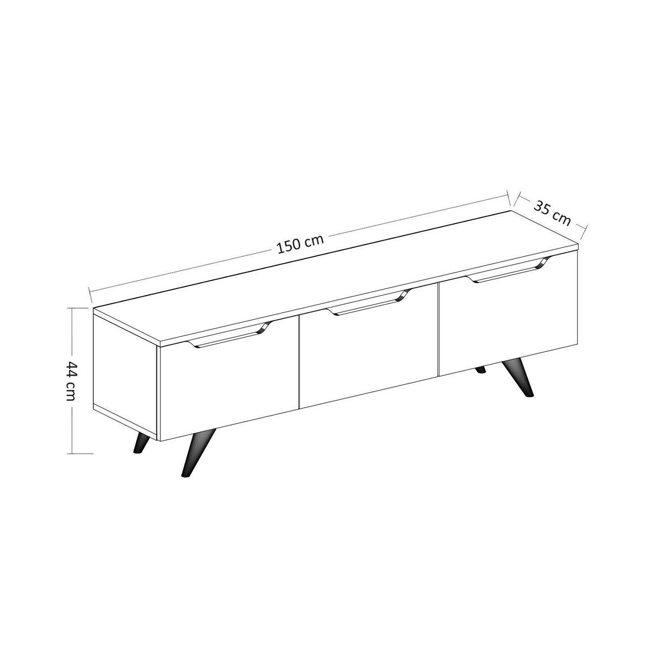 Comoda TV, Inarch, Prag, 150x44x35 cm, Stejar alb